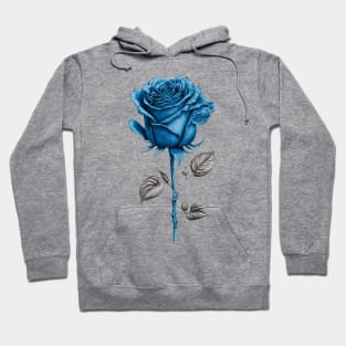 Blue Rose Drawing, Flower Drawing, Gift For Her Hoodie